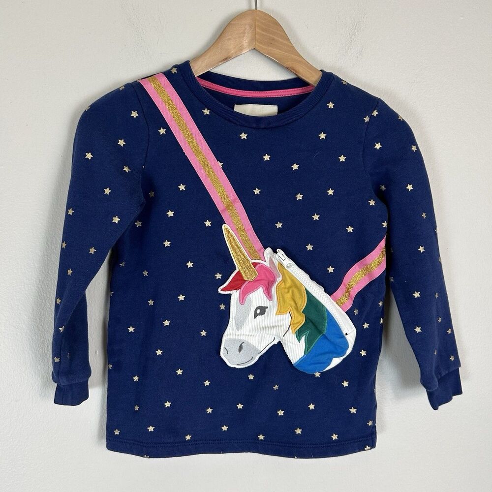 Kids' Unicorn Pocket Appliqué Long Sleeve T-Shirt Pullover Sweatshirt Rainbow